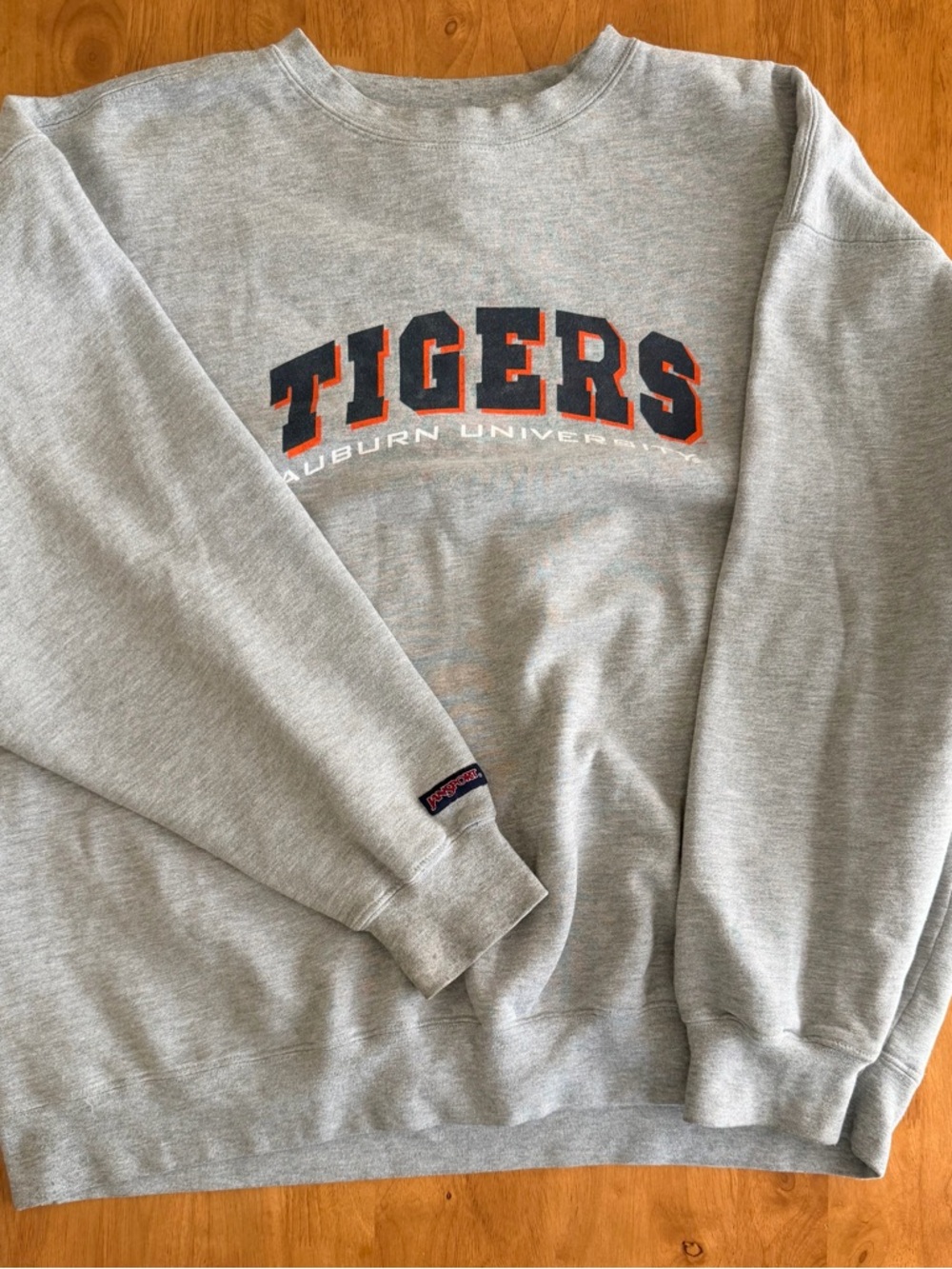Jansport Grey Crewneck Sweatshirt with Navy and Orange 'TIGERS' Graphic